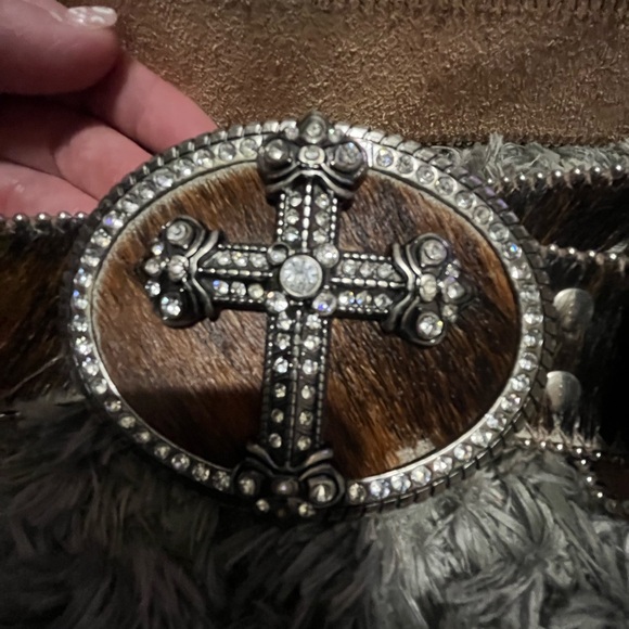 Rhinestone Cross Belt Buckle - Picture 1 of 3